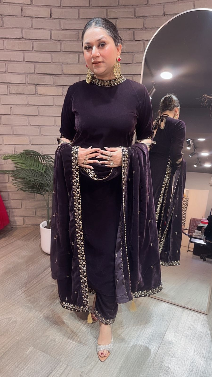 Qayamat wine velvet Suit