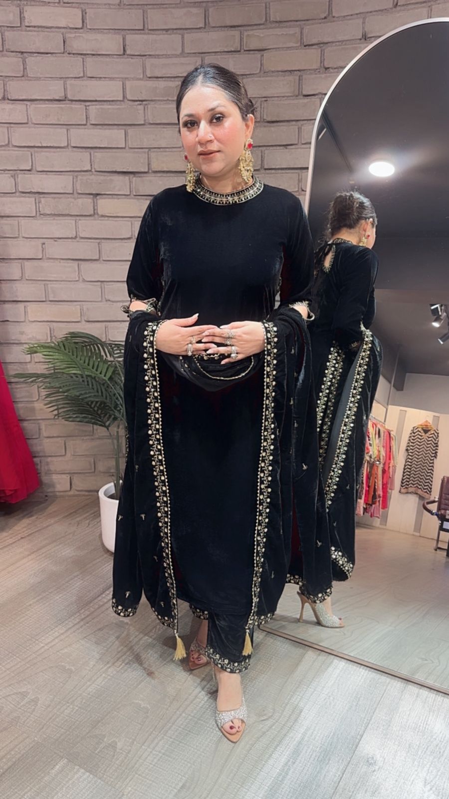 Qayamat Black velvet Suit