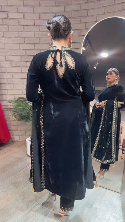 Qayamat Black velvet Suit