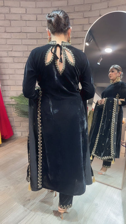 Qayamat Black velvet Suit
