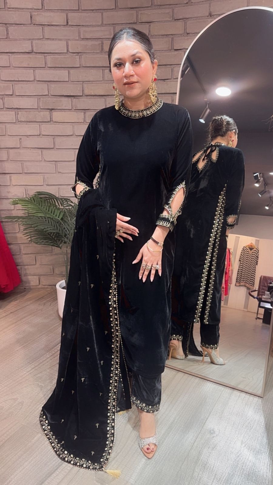 Qayamat Black velvet Suit