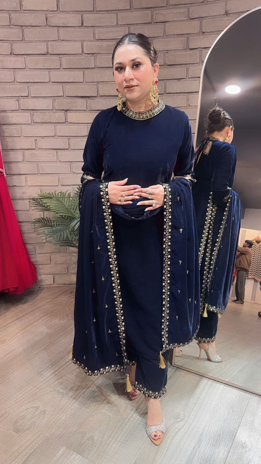 Qayamat Navy Blue velvet Suit