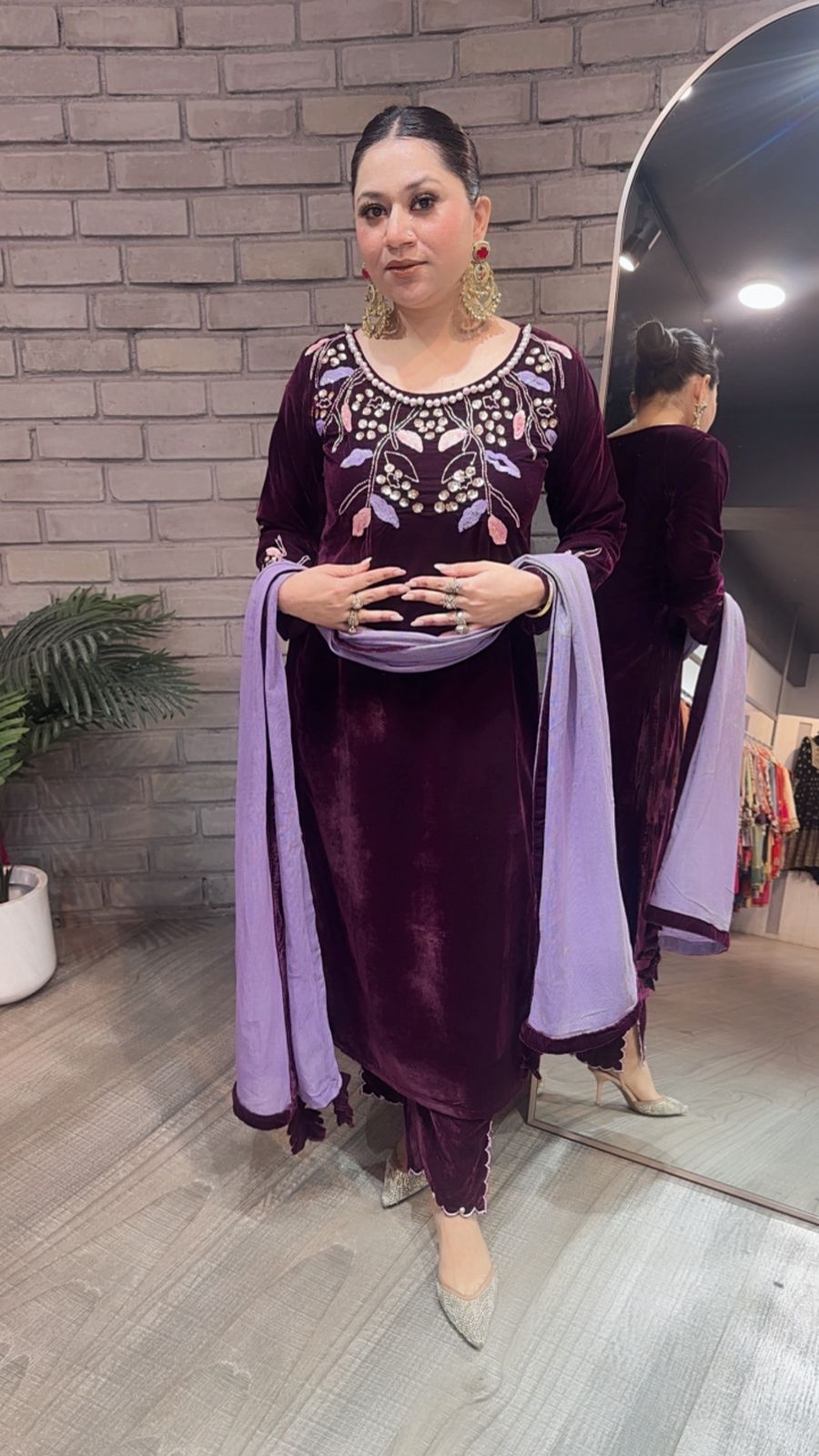 Gajak wine Designer velvet suit