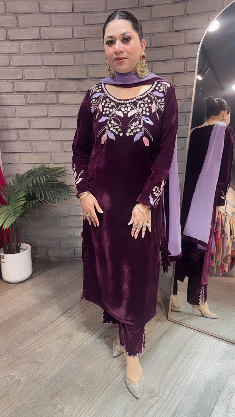 Gajak wine Designer velvet suit