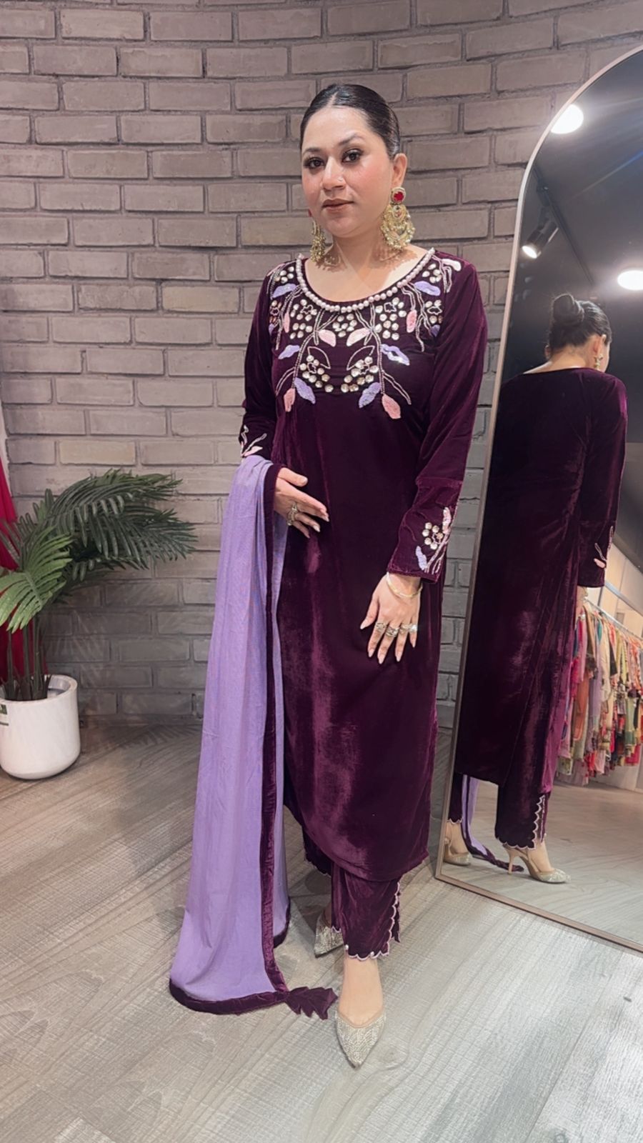 Gajak wine Designer velvet suit