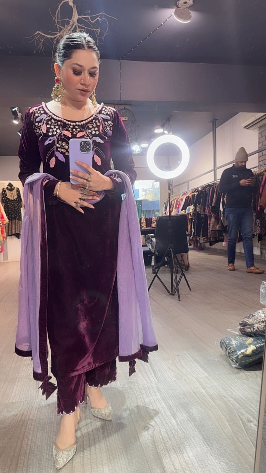 Gajak wine Designer velvet suit