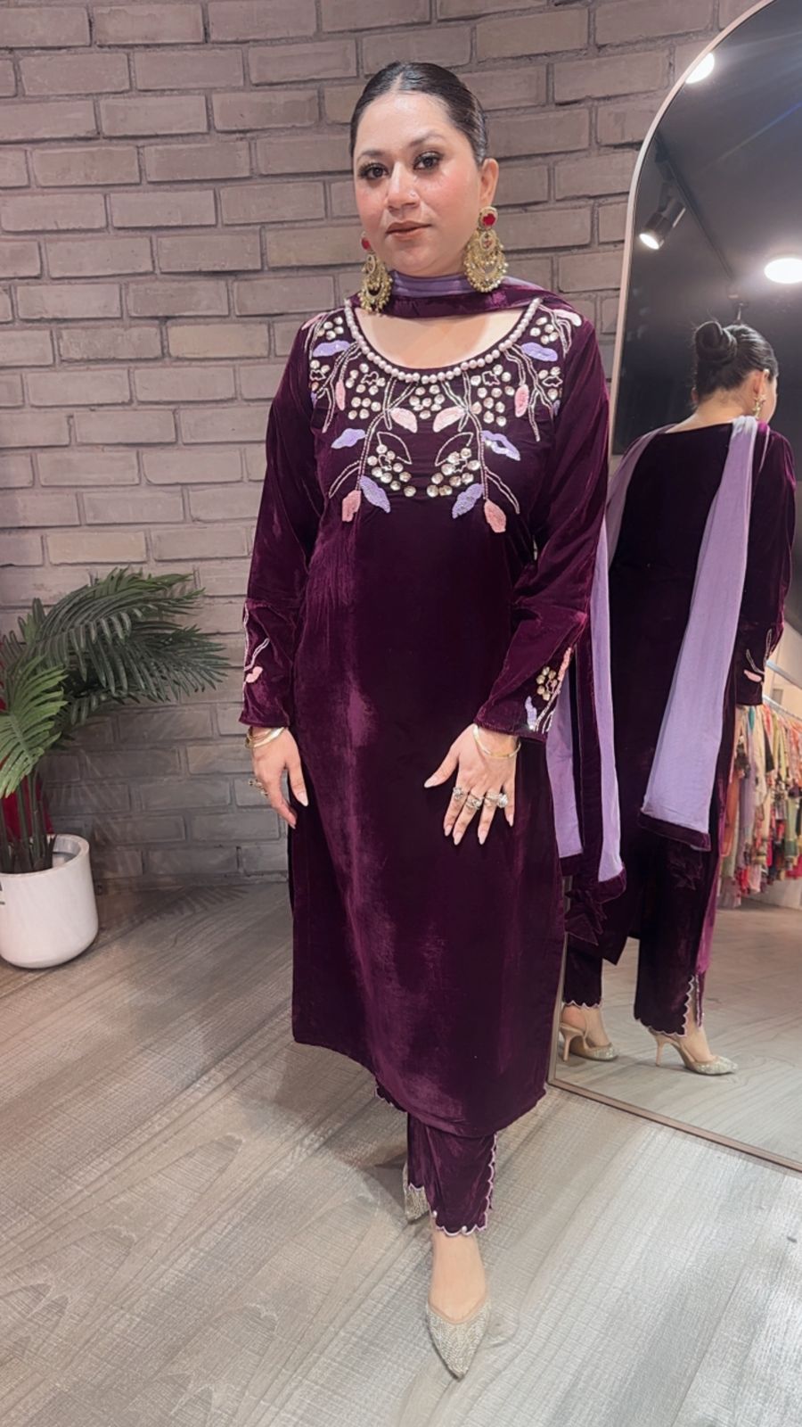 Gajak wine Designer velvet suit