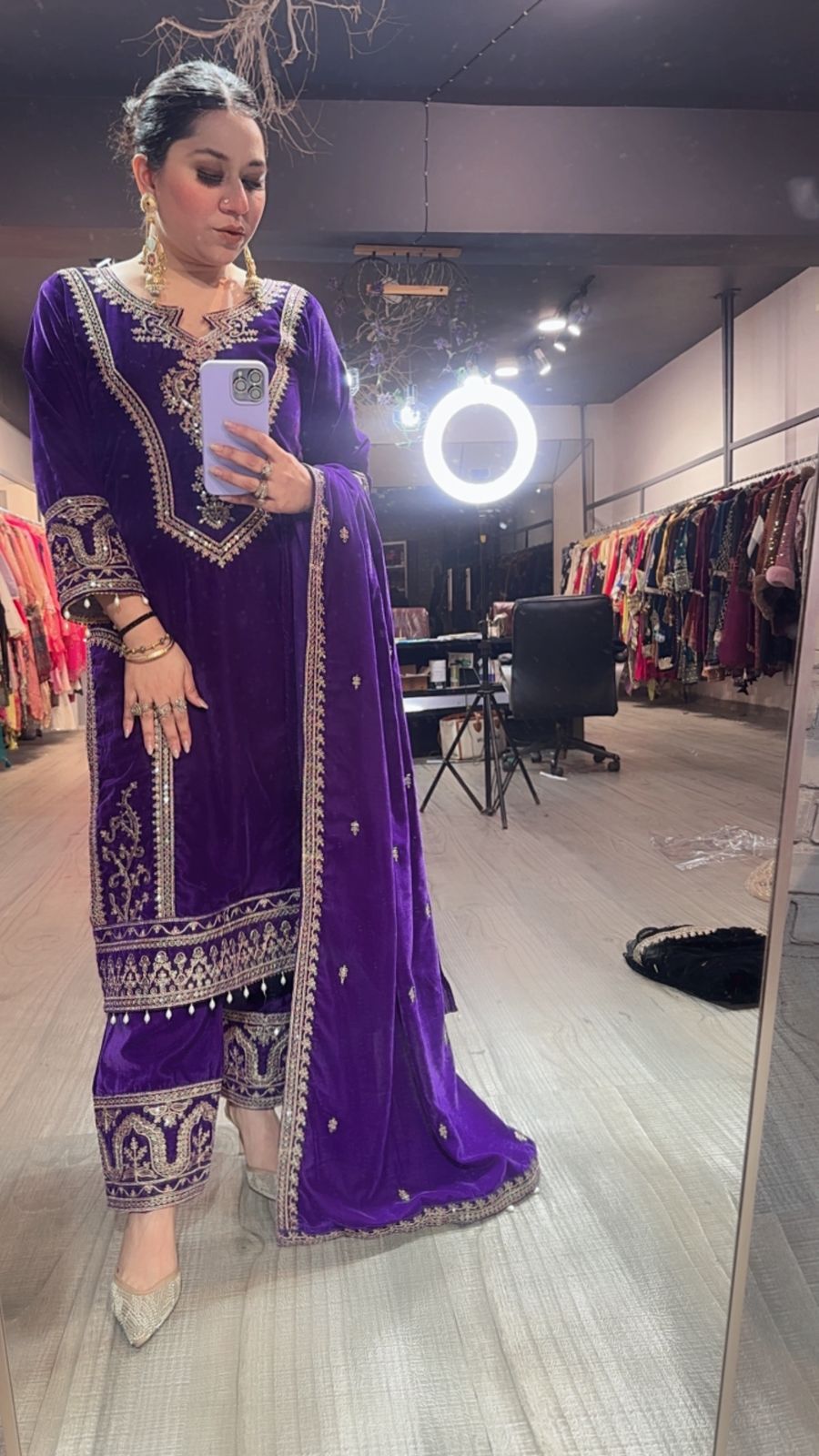Shabad purple Designer velvet Suit