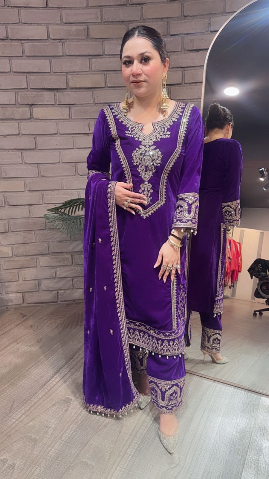 Shabad purple Designer velvet Suit