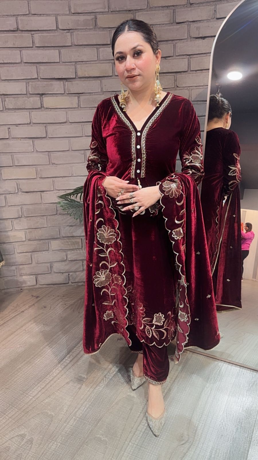 Swagath Mahroon Designer velvet Suit