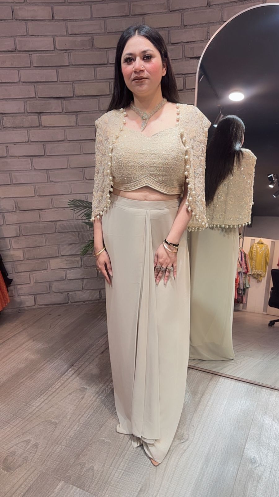 Fabulous Beige cape Dhoti Style