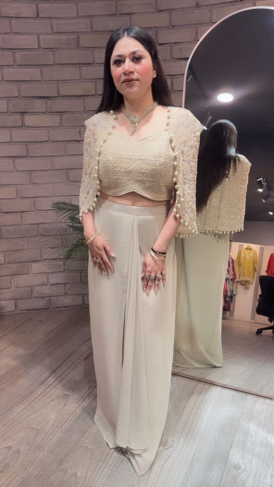 Fabulous Beige cape Dhoti Style