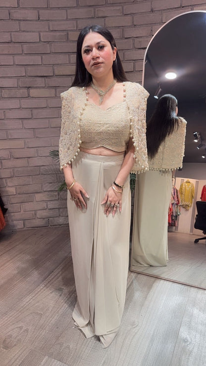 Fabulous Beige cape Dhoti Style