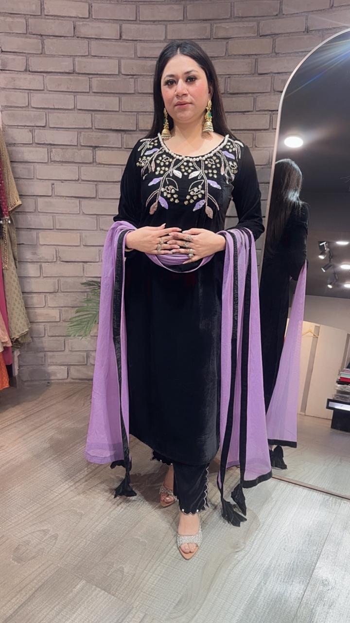 Gajak Black Designer velvet suit