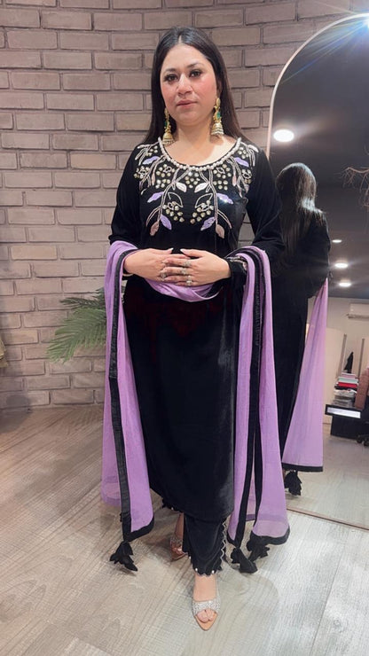 Gajak Black Designer velvet suit