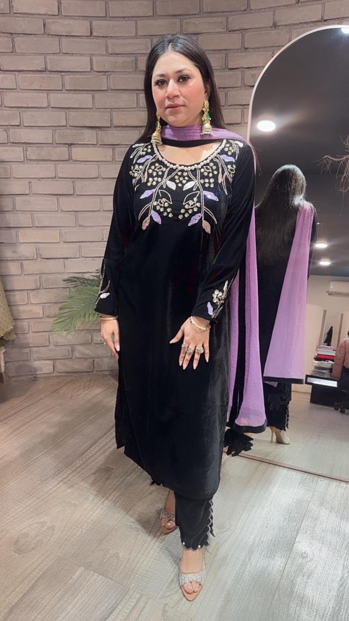 Gajak Black Designer velvet suit