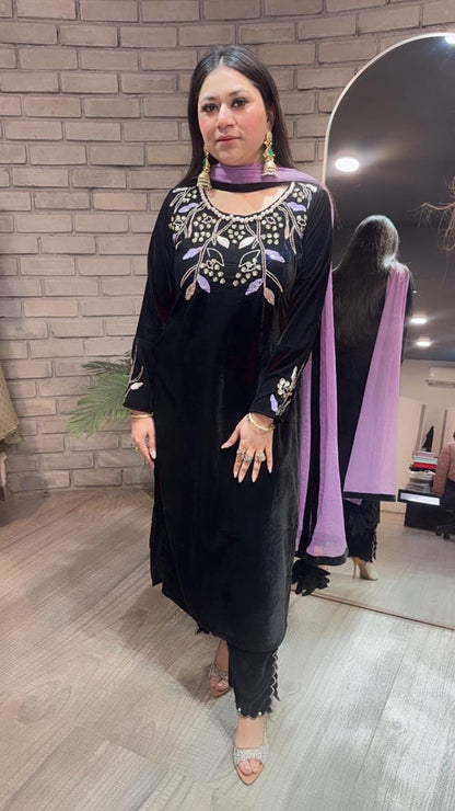 Gajak Black Designer velvet suit