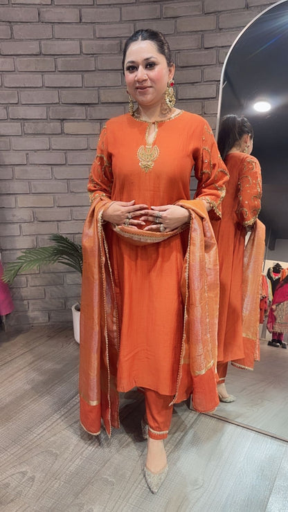 Biryani Rust Designer Handwork suit