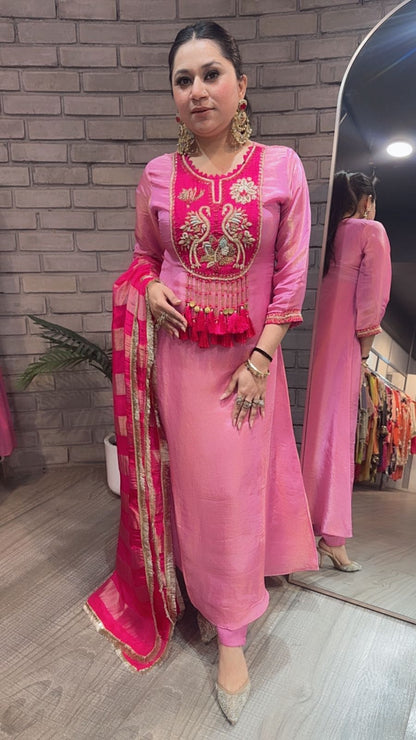 Kaarma pink Tassel Designer suit