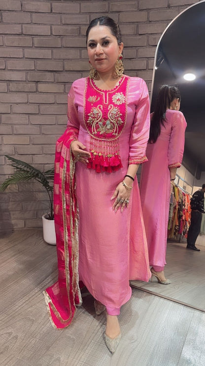 Kaarma pink Tassel Designer suit