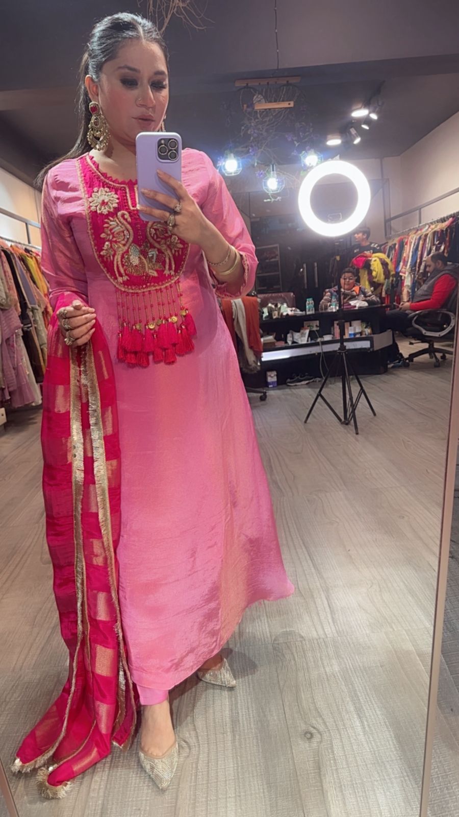 Kaarma pink Tassel Designer suit