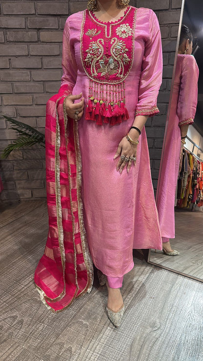 Kaarma pink Tassel Designer suit