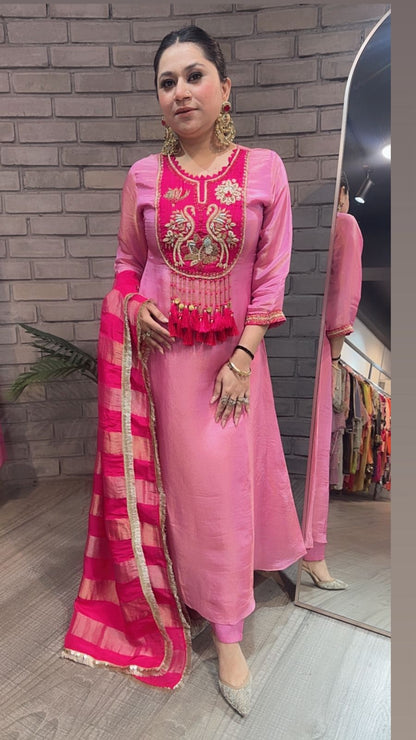 Kaarma pink Tassel Designer suit