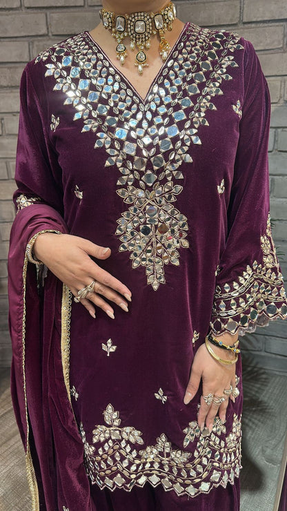 Lohri Special wine Mirror Designer velvet suit