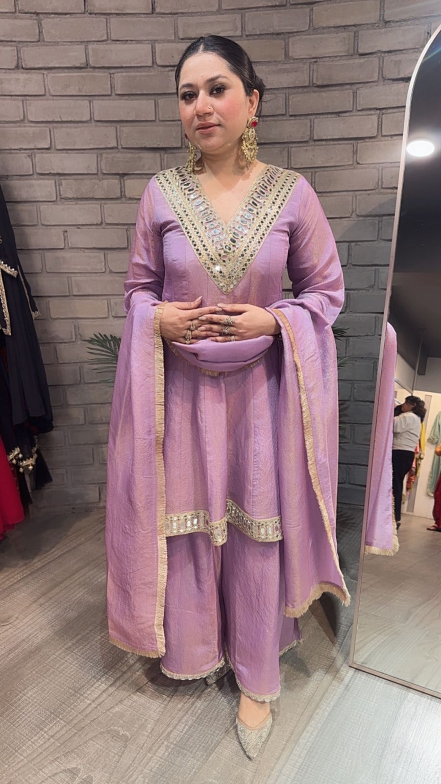 Kurban Lavander mirror work Designer Suit