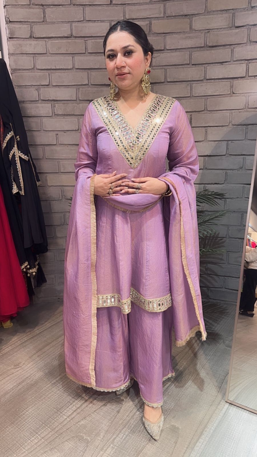Kurban Lavander mirror work Designer Suit