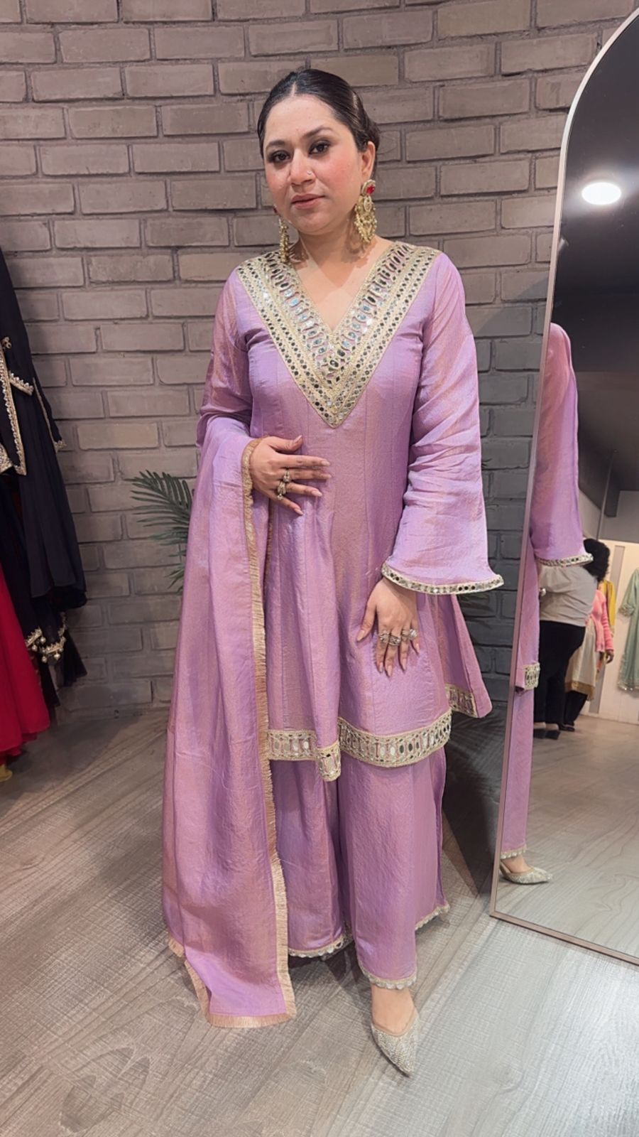 Kurban Lavander mirror work Designer Suit