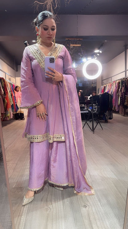 Kurban Lavander mirror work Designer Suit