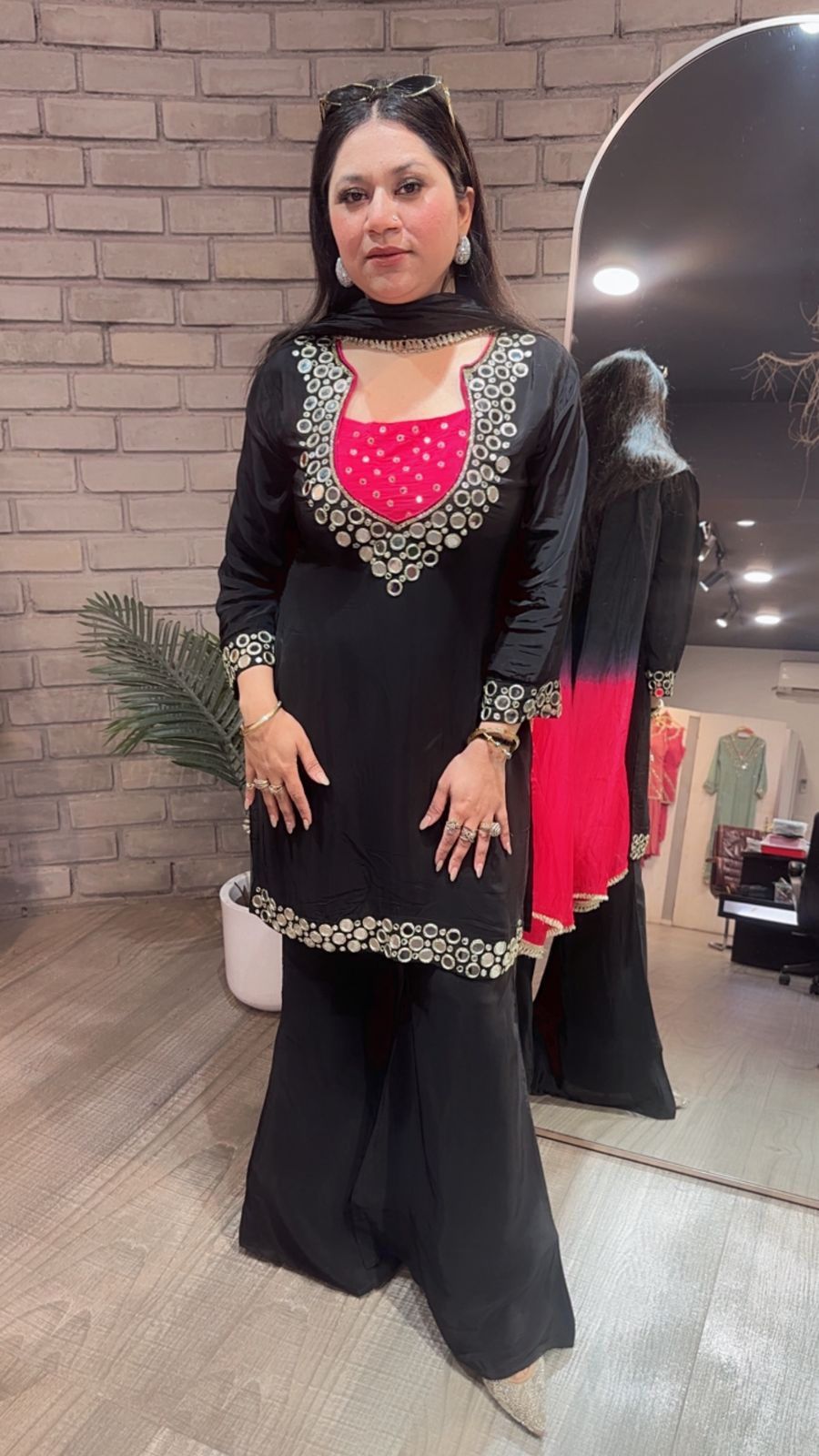 Ceskaz Black mirror work Designer Suit