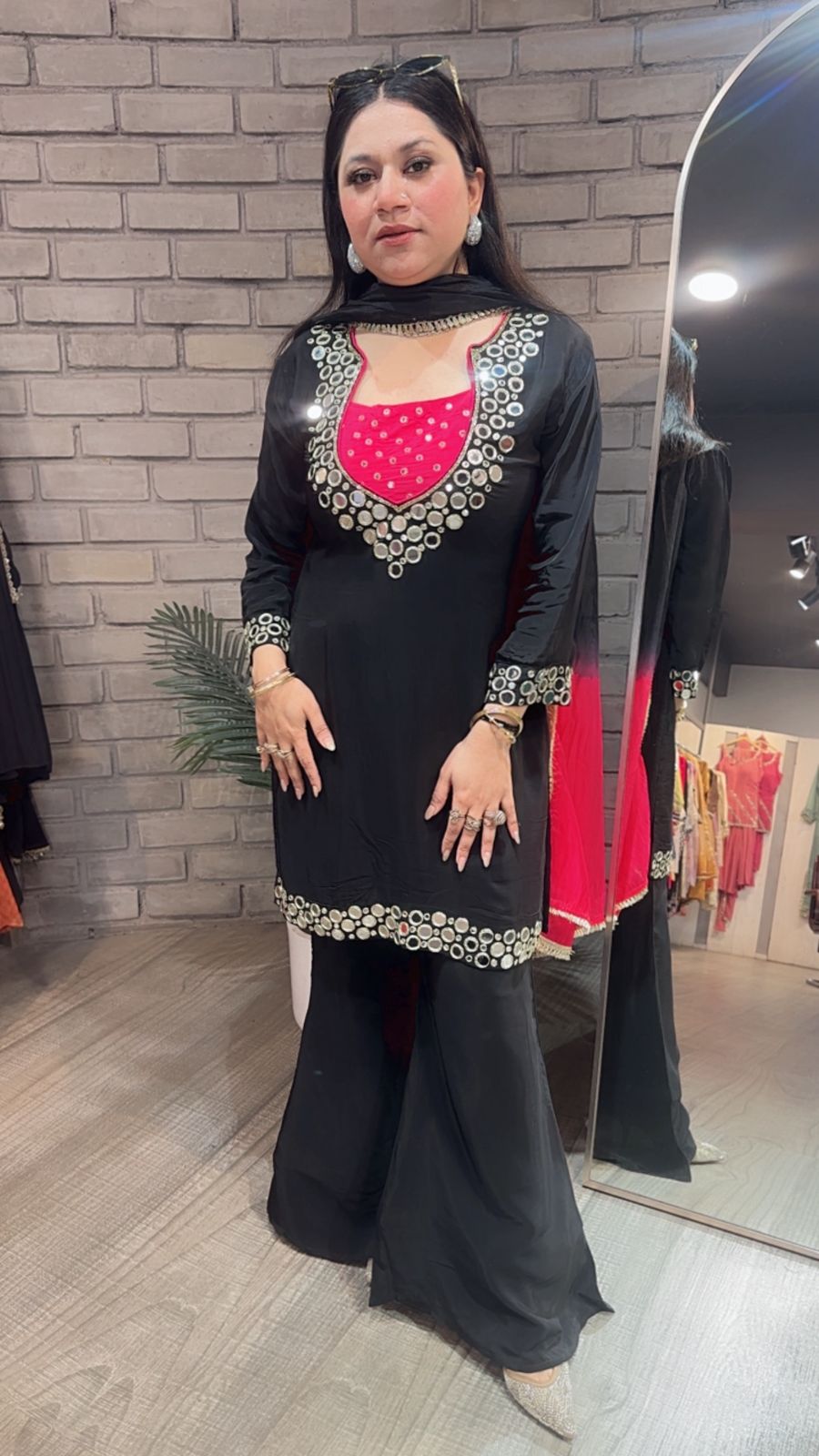 Ceskaz Black mirror work Designer Suit
