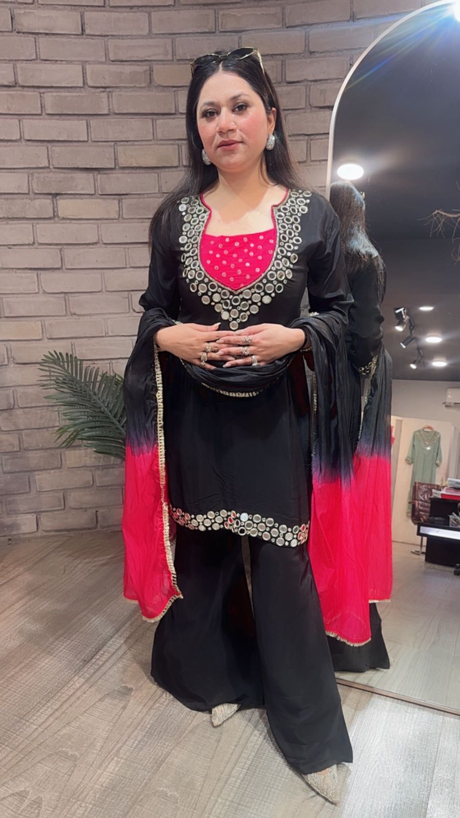 Ceskaz Black mirror work Designer Suit