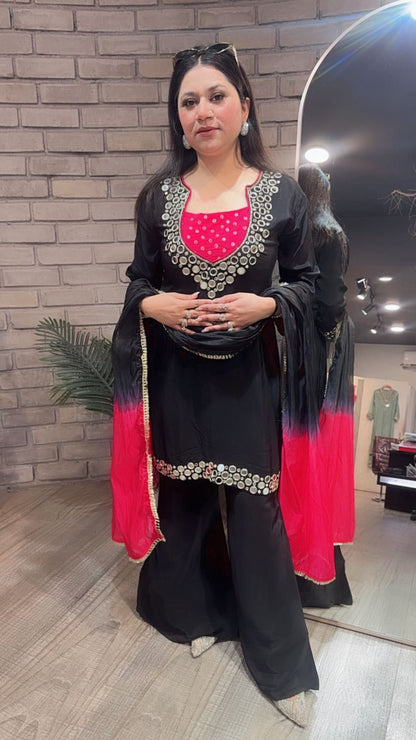 Ceskaz Black mirror work Designer Suit