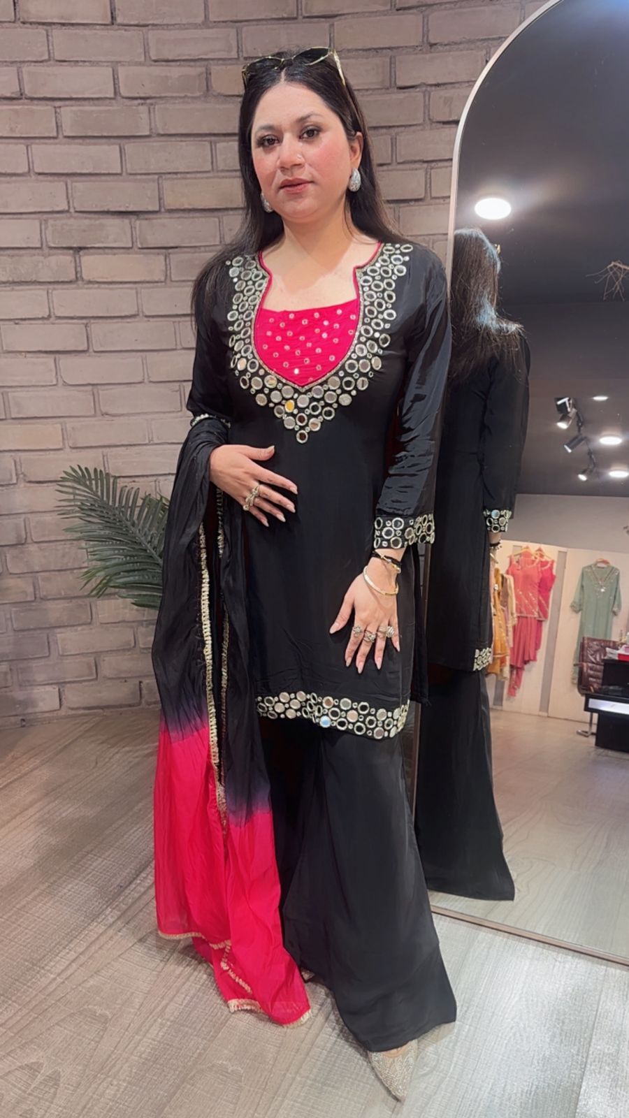 Ceskaz Black mirror work Designer Suit