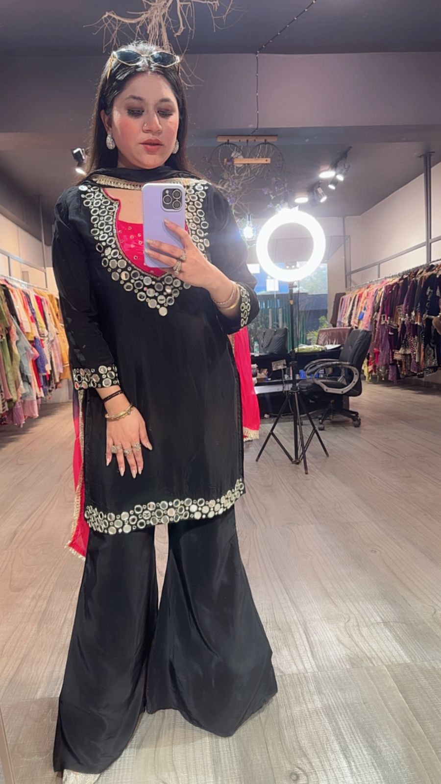 Ceskaz Black mirror work Designer Suit