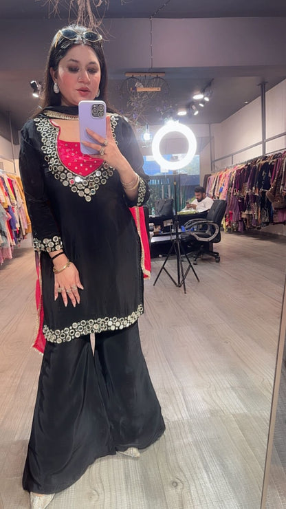 Ceskaz Black mirror work Designer Suit