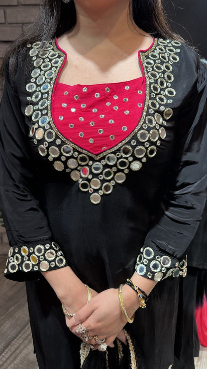 Ceskaz Black mirror work Designer Suit