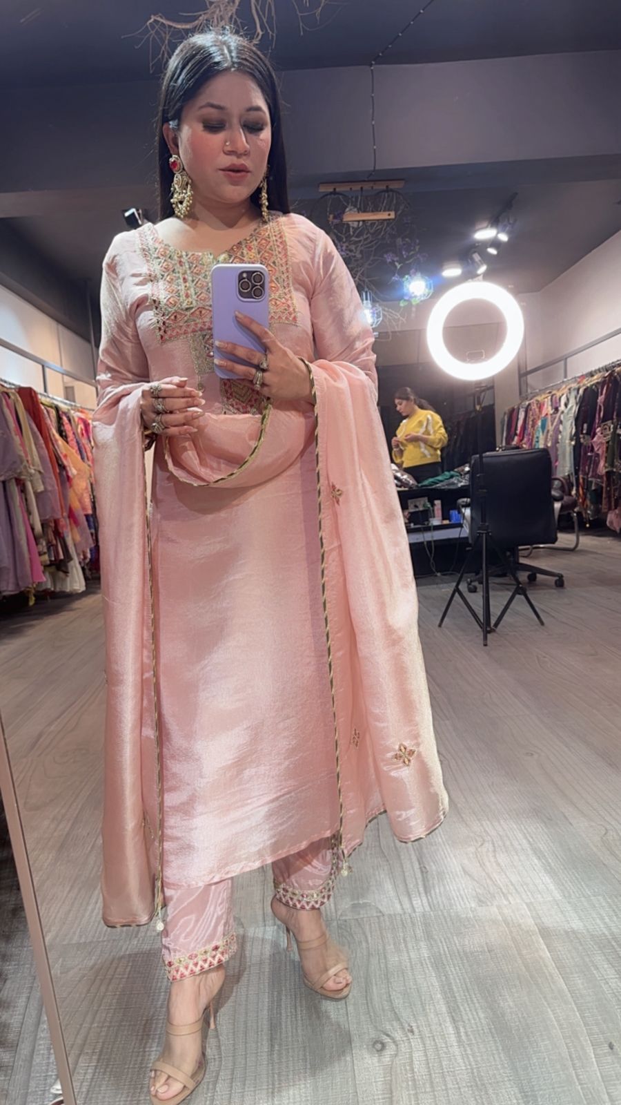 Rubani peach Designer Suit