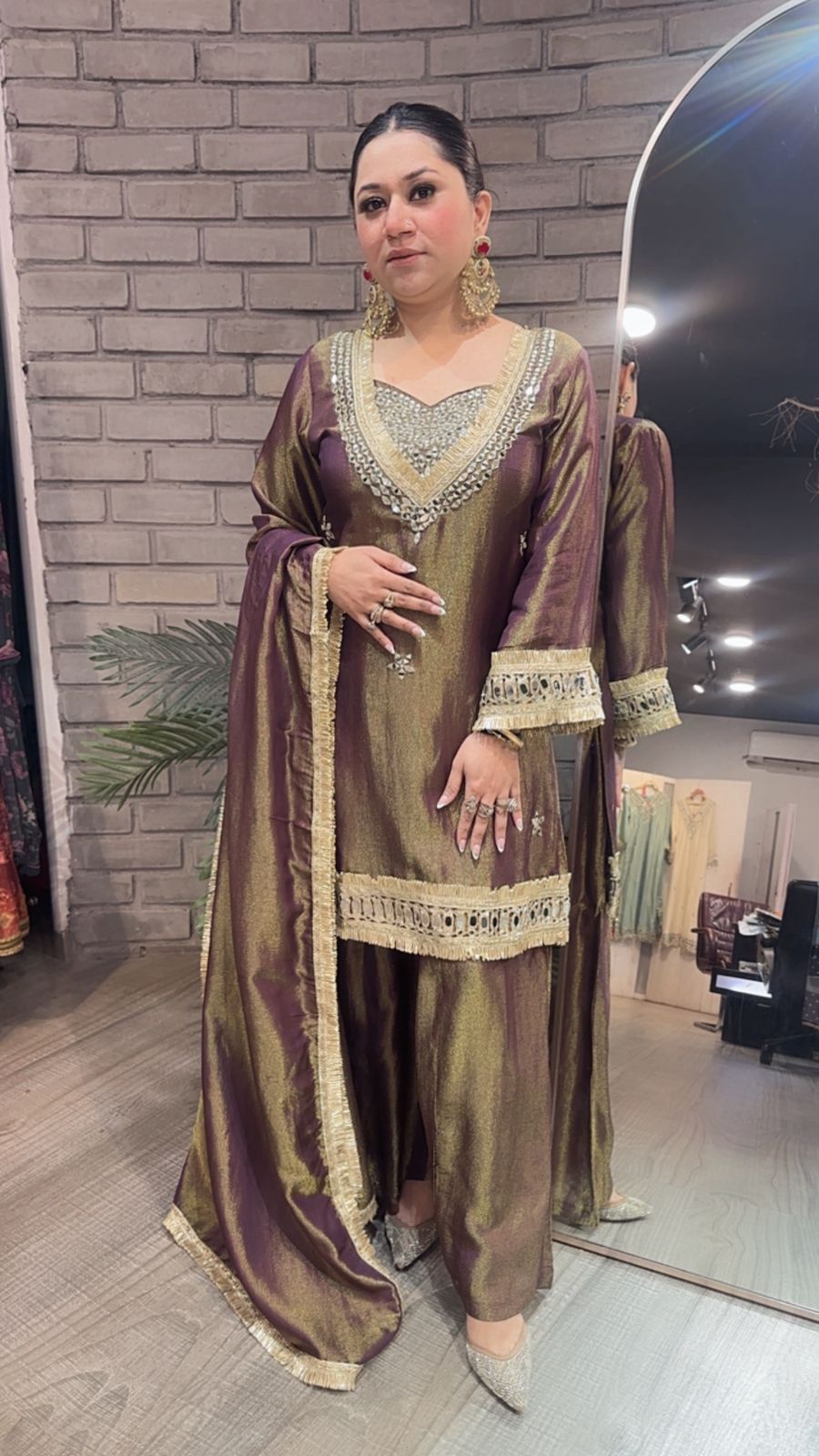 Rabha purple Mirror Designer suit