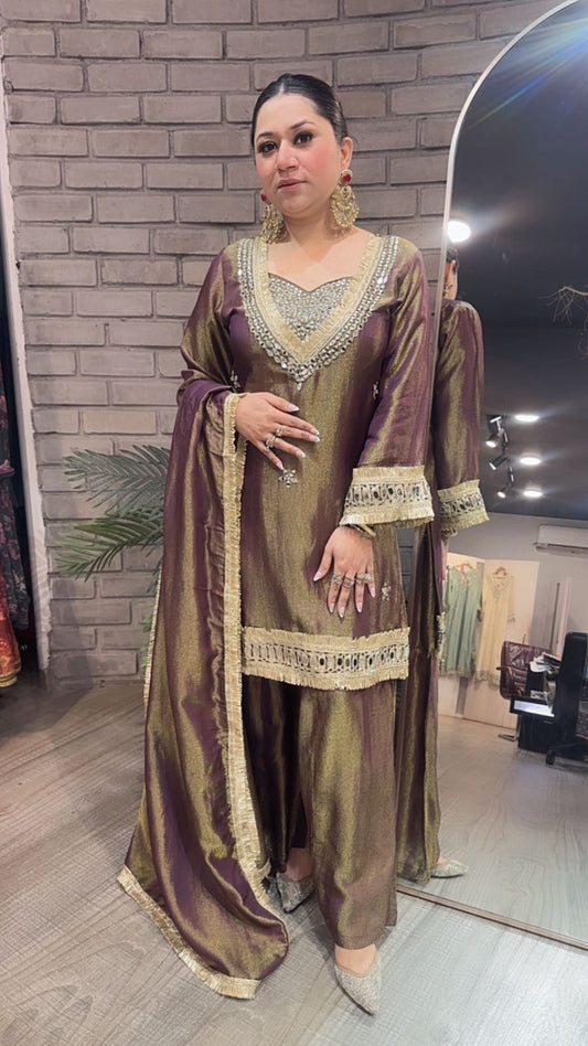 Rabha purple Mirror Designer suit