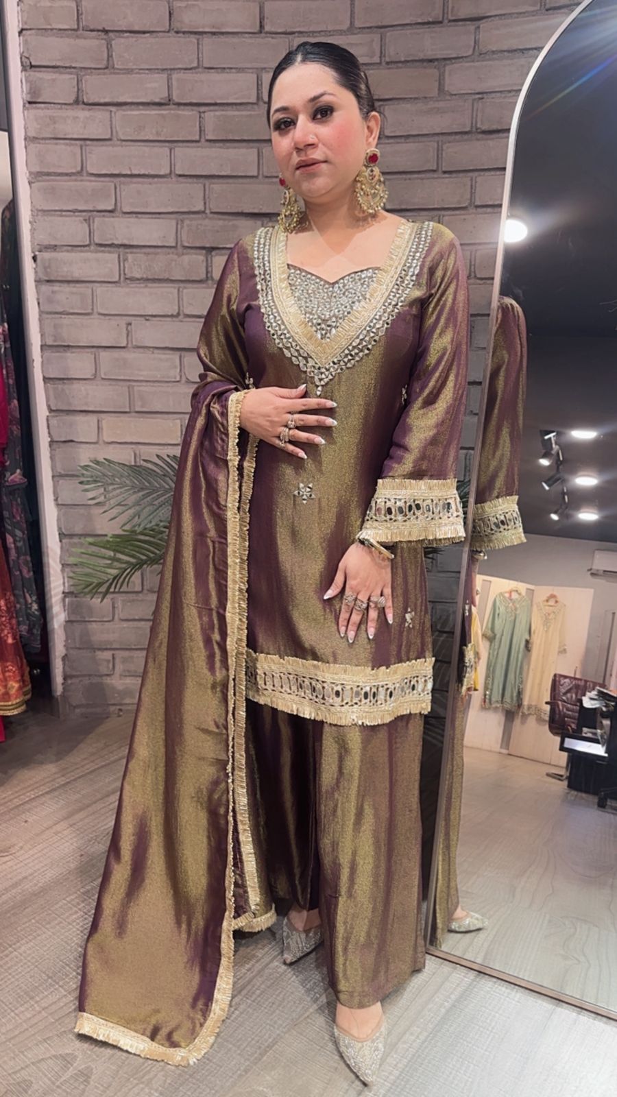 Rabha purple Mirror Designer suit