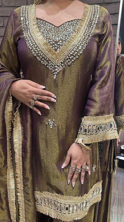 Rabha purple Mirror Designer suit