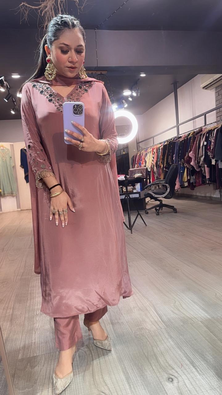 Bukhara mirror work A-line Suit