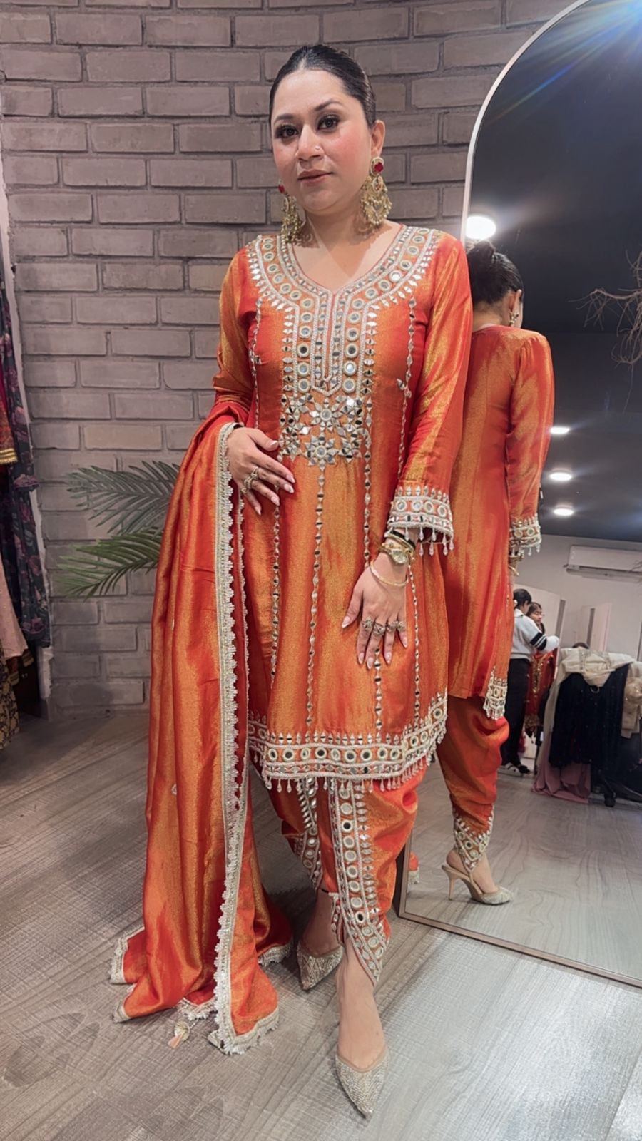 Farzi Rust mirror work Dhoti Style Suit