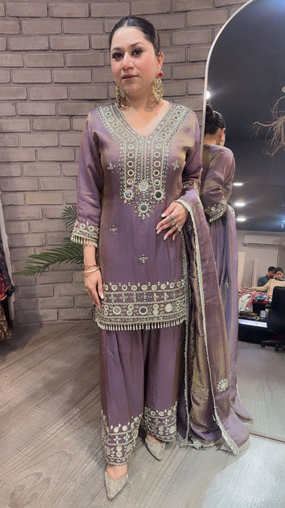 Jashan purple Mirror Farshi Designer Suit