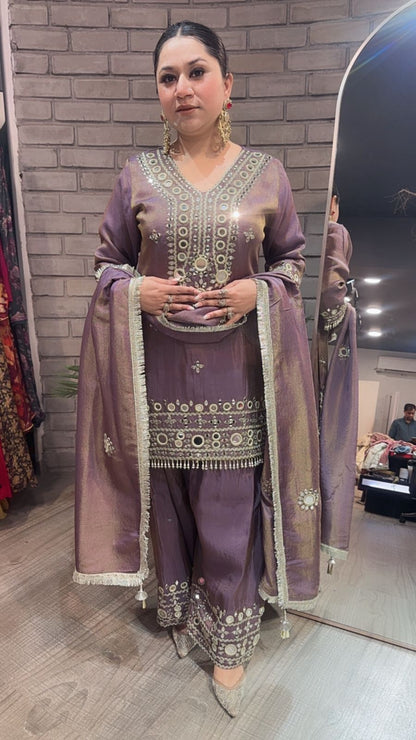 Jashan purple Mirror Farshi Designer Suit