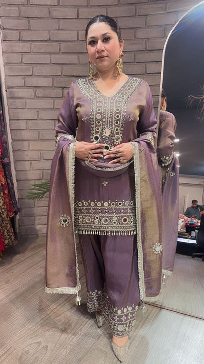 Jashan purple Mirror Farshi Designer Suit